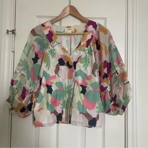 Anthropologie Maeve Cherie Buttondown, XS, novelty floral print